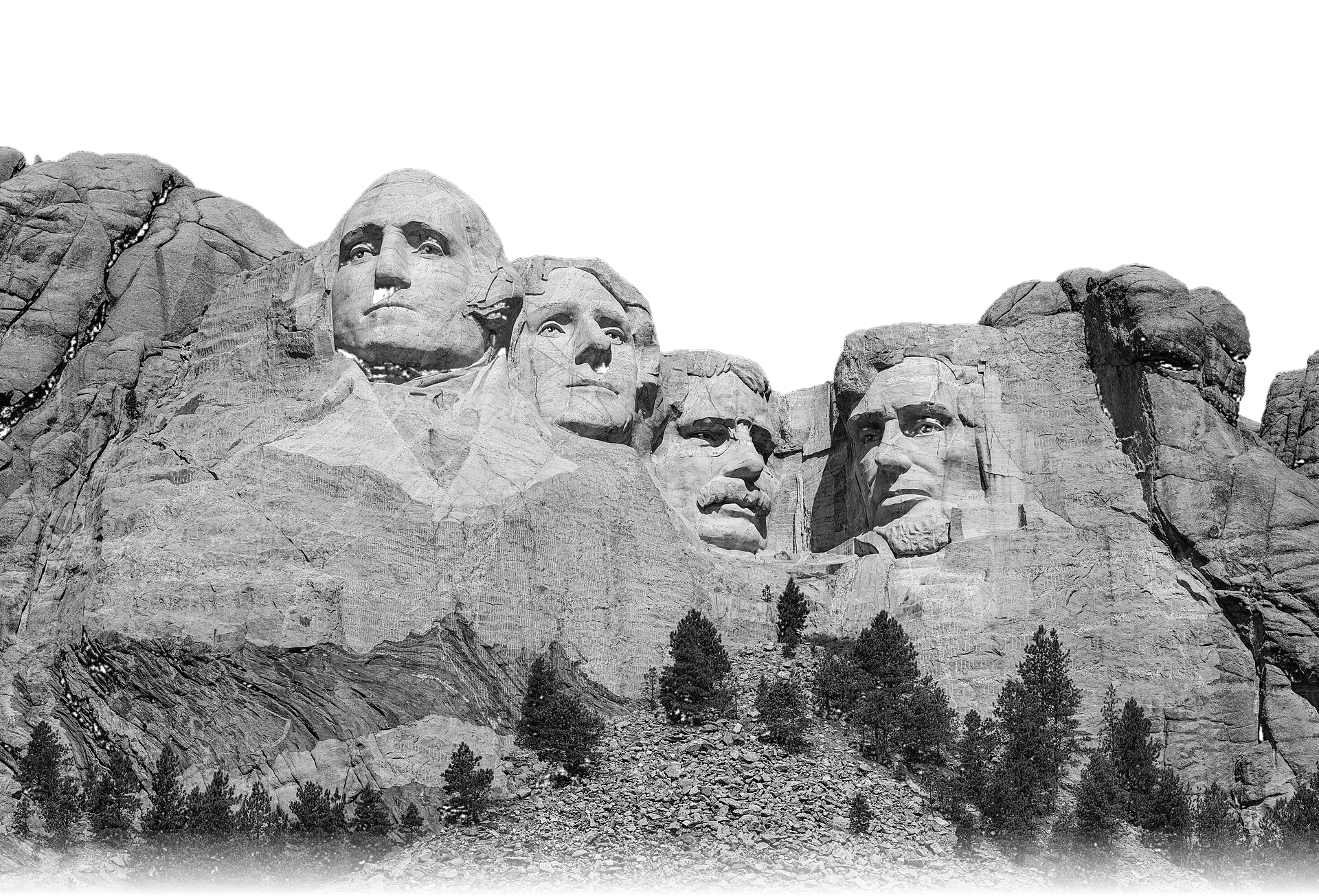 Mount Rushmore with George Washington, Thomas Jefferson, Theodore Roosevelt and Abraham Lincoln